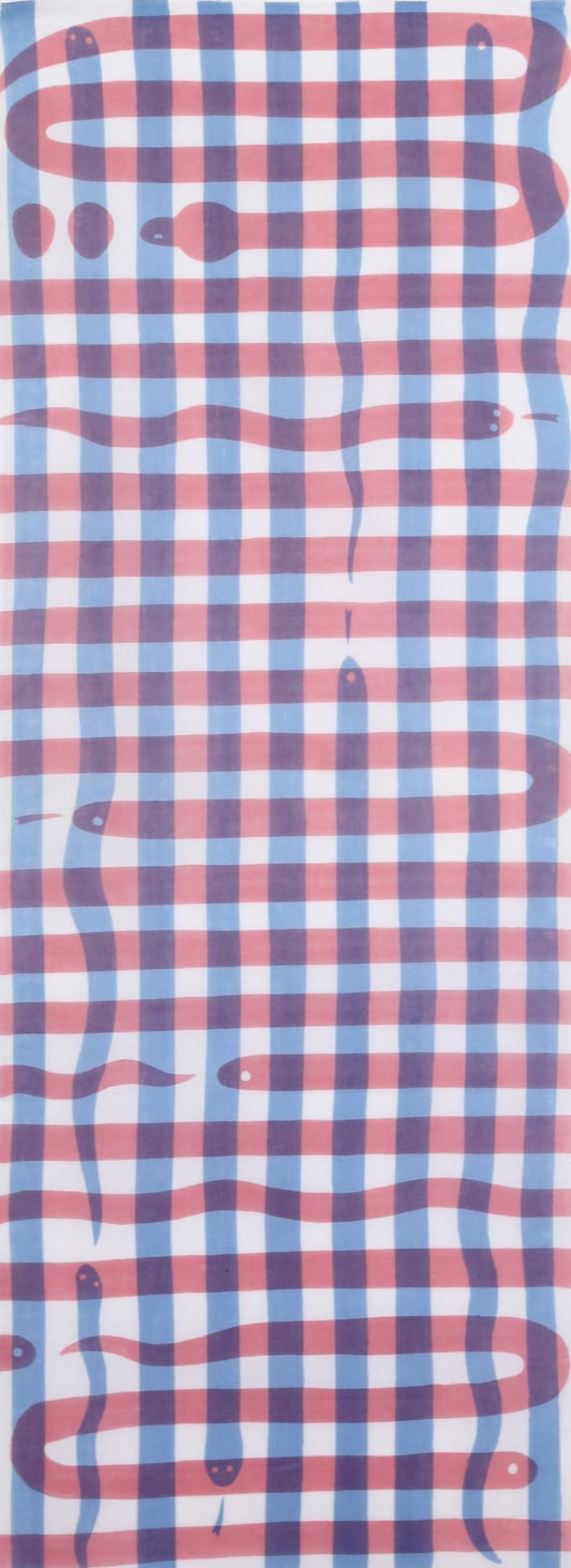 snake check(ライトブルー×ピンク)