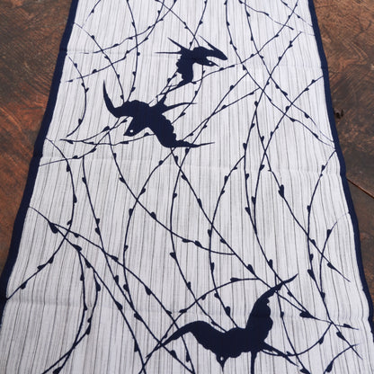 [Tradition] Willow and swallow (Awa shijiraori)★Indigo dyeing