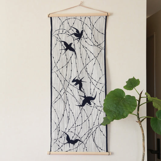[Tradition] Willow and swallow (Awa shijiraori)★Indigo dyeing