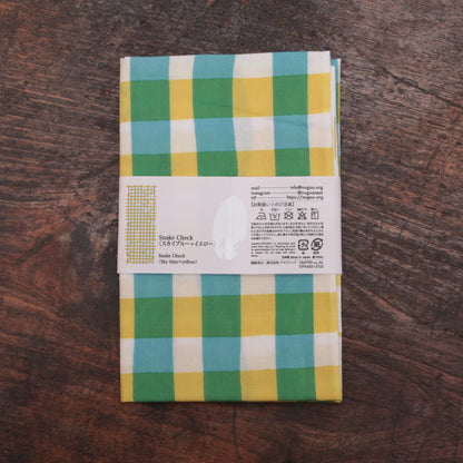 【                 新柄】snake check(スカイブルー×イエロー)