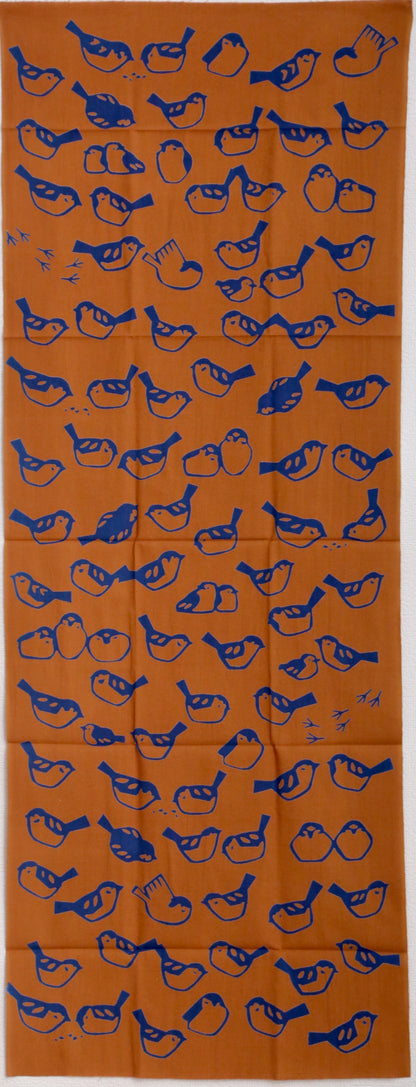 [Animal] Sparrow small pattern &lt;brown ground + navy&gt;