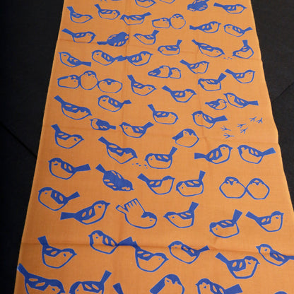 [Animal] Sparrow small pattern &lt;brown ground + navy&gt;